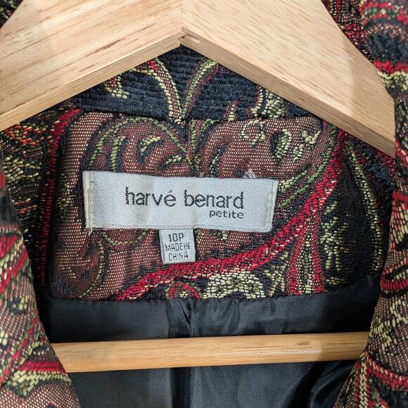 Tapestry Blazer Jacket 10P Black Red Y2K Whimsigoth Paisley Floral Romantic - Picture 7 of 10